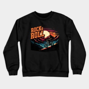 Rock and Roll Mountain Bike Design Crewneck Sweatshirt